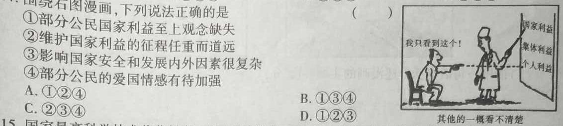 【精品】第九届湖北省高三(4月)调研模拟考试(2024.4)思想政治