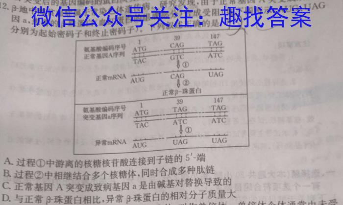 2024年普通高招全国统一考试临考预测押题密卷A卷生物学试题答案