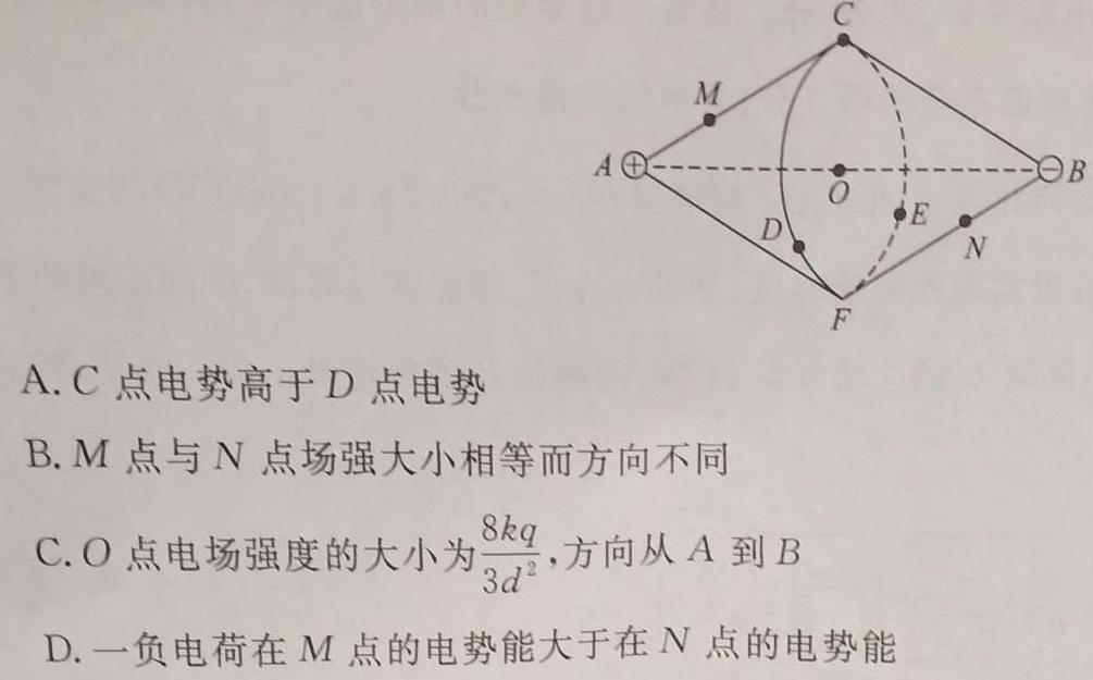 [今日更新]河北省卓越联盟2023-2024学年高一第二学期期中考试(24-451A).物理试卷答案