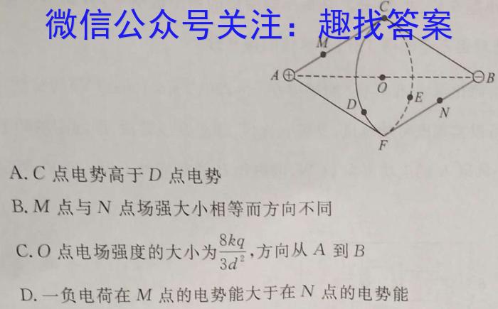 2024年陕西省高三教学质量检测试题(二)物理`