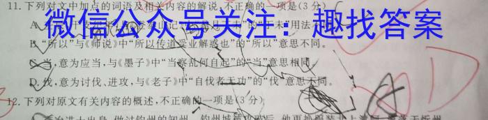 2024年安徽省初中学业水平考试·模拟冲刺卷(三)3语文