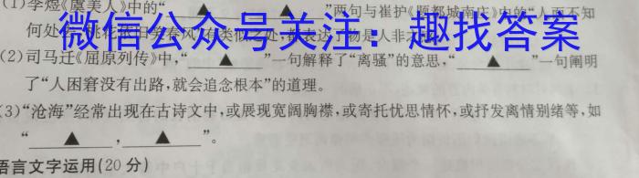 陕西省子洲县2023-2024学年度第一学期八年级期末素质教育调研测评语文