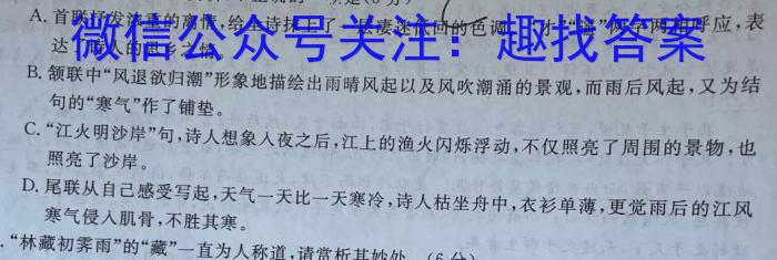 陕西省2023~2024学年度八年级第一学期期末调研试题(卷)语文