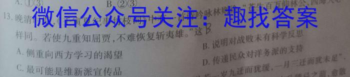 山西省阳高二中集团校2023-2024学年度第一学期九年级第三次学情监测历史试卷答案