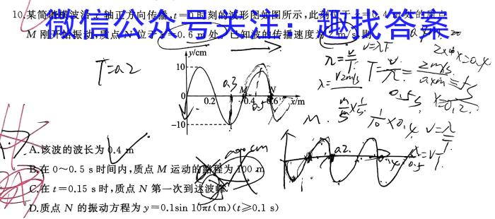 2024届高三5月百万联考(♫)物理试题答案