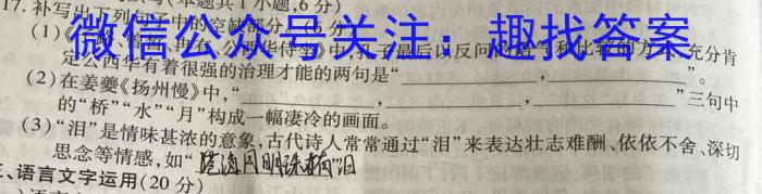 安徽省铜陵市铜官区2023-2024学年度第一学期八年级期末质量监测/语文