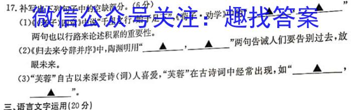 2023-2024学年高三试卷3月百万联考(算盘)语文