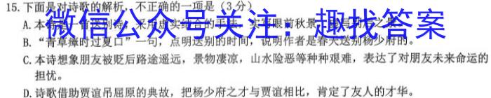 安徽省合肥市瑶海区2024届九年级上学期1月期末考试/语文