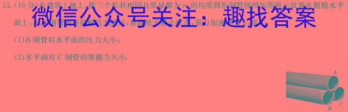 文博志鸿·河南省2023-2024学年九年级第一学期学情分析二B物理试卷答案