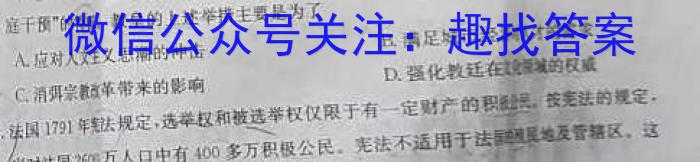 天一大联考 2023-2024学年(下)高二年级期中考试历史试题答案