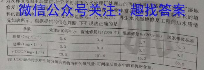 山西省2023-2024学年度九年级阶段评估［E］PGZX E SHX（五）生物学试题答案