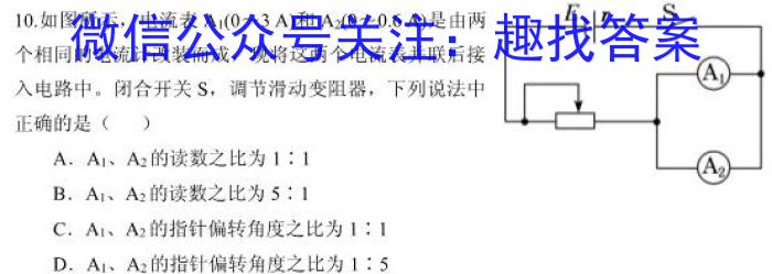 安徽省铜陵市2024年中考模拟试题（4.21）物理试卷答案