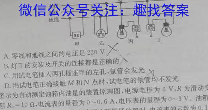 [阳光启学]2024届高三摸底分科初级模拟卷(四)4物理试卷答案