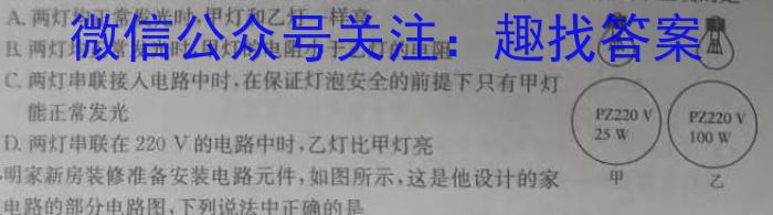 2024年河南省普通高中招生考试模拟试卷(密卷一)物理`