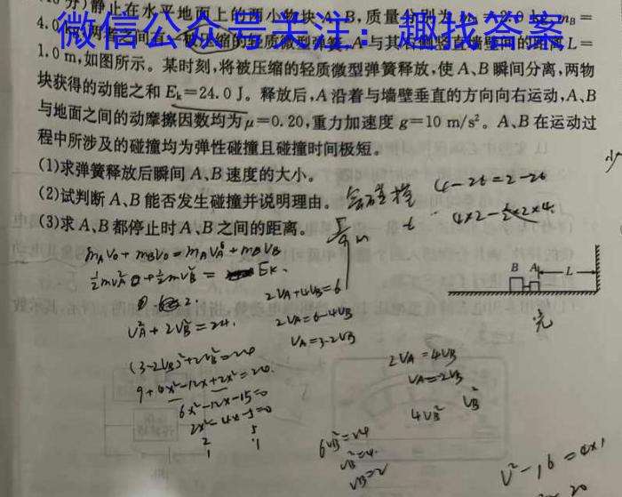 贵州省高一黔西南州2023~2024学年度第二学期期末教学质量监测(241946D)物理试题答案