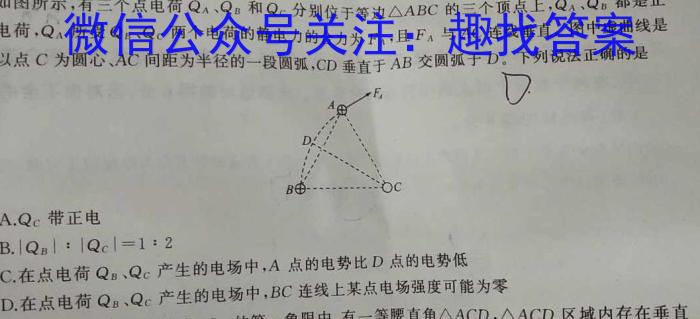 陕西省2023-2024学年度安康市高二年级期末质量联考(三个黑三角)物理试题答案