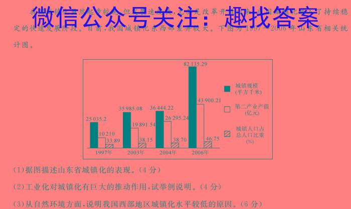 [今日更新]河北省邢台市第一中学2024年二轮复习质量检测地理h