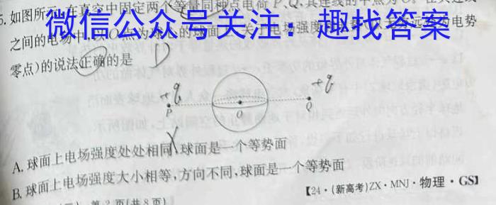 陕西省2024年普通高等学校招生全国统一考试 模拟测试(三个黑三角)h物理