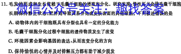 黑龙江省2023-2024学年度下学期高二开学考试(242587D)生物学试题答案