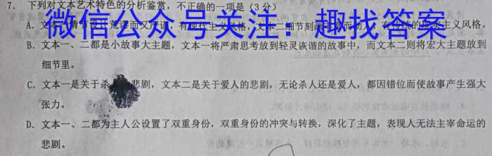 新疆兵团地州学校2023-2024学年度高二第一学期期末联考(24-269B)/语文