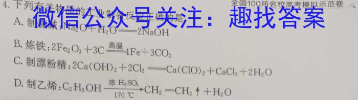 【精品】百师联盟 2024届高三信息押题卷(一)(百N)化学