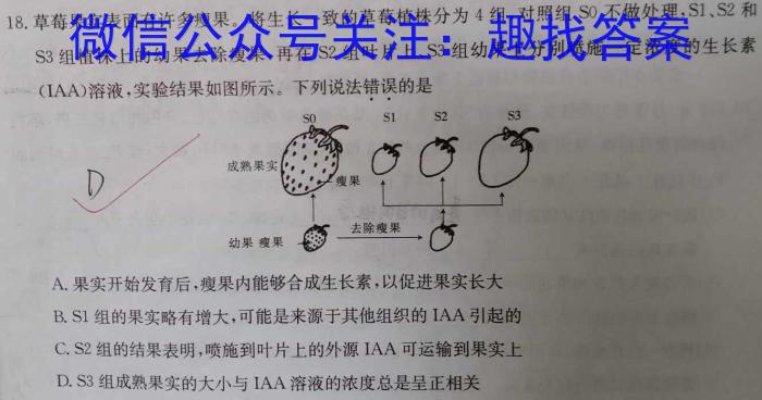 老教材老高考五省联考2023-2024学年高三(三联)生物学试题答案