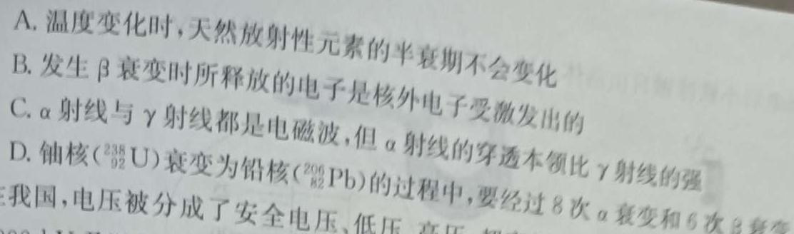 河北省2023-2024学年第二学期高二期末调研考试(乐符)(物理)试卷答案