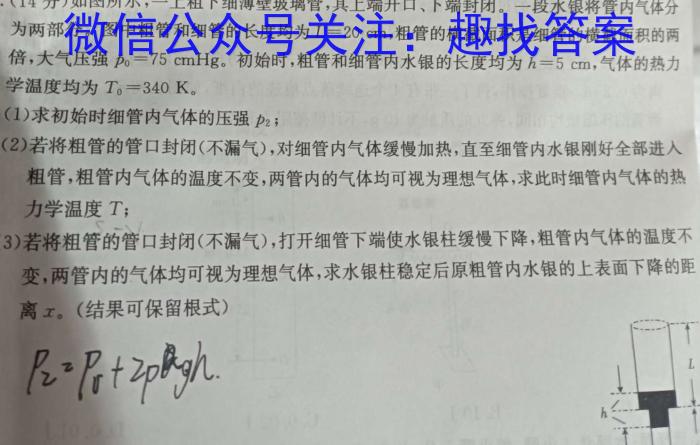 陕西省2023-2024学年度第二学期学情检测（八年级）物理试卷答案