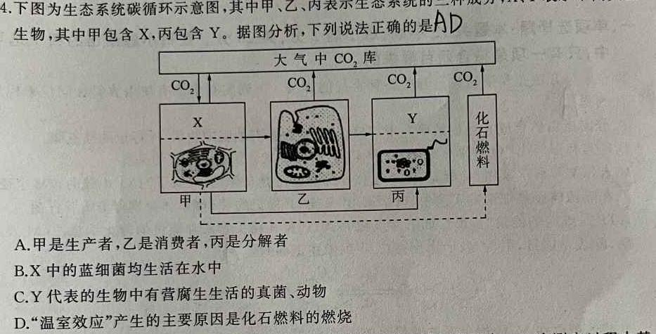 2023-2024学年吉林省高二期末考试卷(24-586B)生物学部分