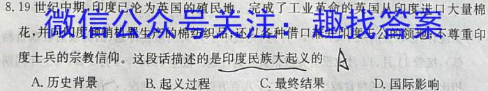 2024年河北省初中毕业生升学文化课模拟测评（九）历史试卷