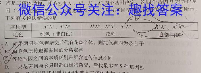 2024年江西省高三4月教学质量检测生物