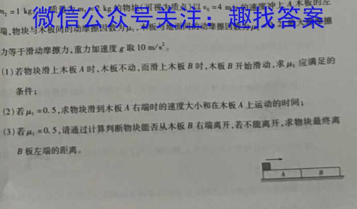 三湘名校教育联盟·2024届高三入学摸底考试（2月）物理