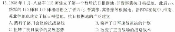 河南省洛阳市偃师区2023-2024学年八年级第一学期期末质量检测试卷历史