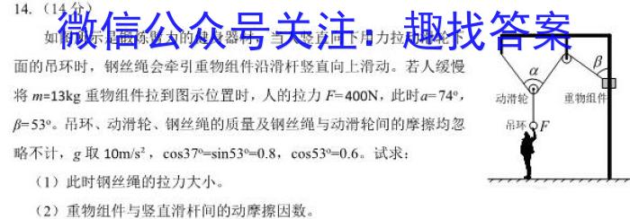 安徽省2024年初中学业水平考试最后一卷(二)物理试题答案