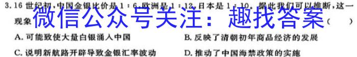 安徽省2024年初中毕业学业考试模拟试卷（4月）历史试卷答案