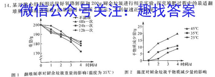 安徽省2024年九年级考前适应性评估(一) 6L生物学试题答案