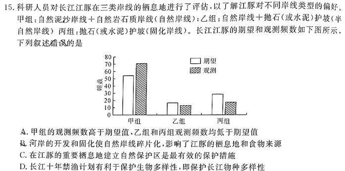 安徽省2024届 皖南八校高三第三次联考(HD)生物学部分