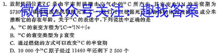 衡水金卷先享题·月考卷 2023-2024学年度下学期高二年级一调考试物理