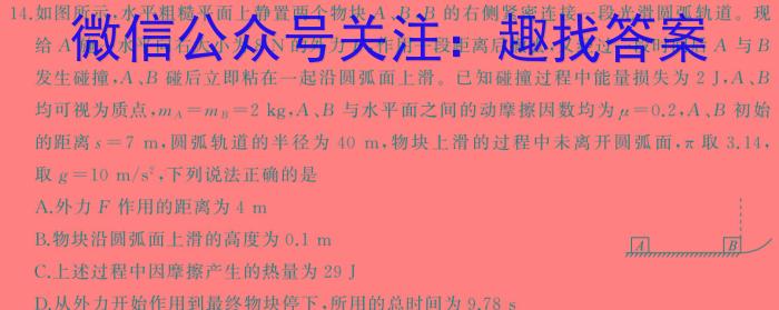 2024年河南省普通高中毕业班高考适应性测试物理试卷答案