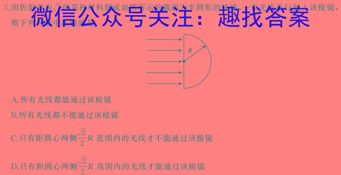 湖南省2024届高三一起考大联考(模拟一)物理`