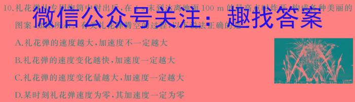 2024年中考安徽名校大联考试卷（二）物理试题答案