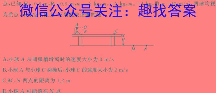 2024学年第一学期浙南名校联盟第一次联考物理试卷答案