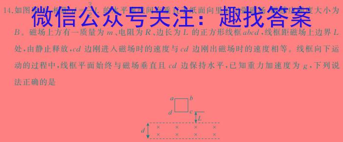 2024年河北省初中综合复习质量检测（三）物理试卷答案