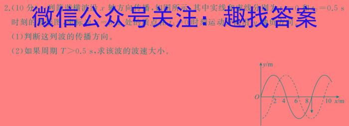 超级全能生·天利38套 2024届新高考冲刺预测卷(二)2物理试题答案