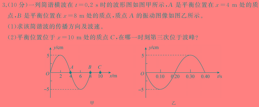 [今日更新]1号卷A10联盟2022级高二下学期2月开年考.物理试卷答案