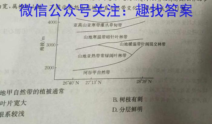 2024届常德市高三高考模拟试卷(4月)地理试卷答案