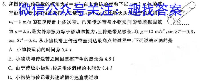 九师联盟·广东省2024-2025学年高三教学质量监测开学考物理试卷答案