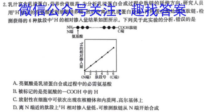 2024年普通高等学校招生全国统一考试适应性测试生物学试题答案