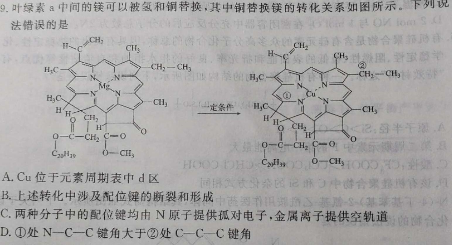 1湖南省九校联盟2024届高三第二次联考化学试卷答案