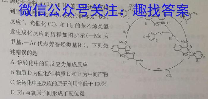 q2024年河北省初中毕业生升学文化课考试 冲刺试卷(一)化学